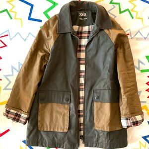 ZARA KIDS CONTRASTING CORDUROY JACKET WITH WAXY FINISH